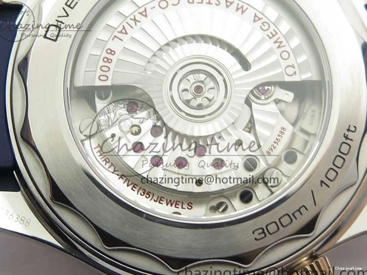 0427 2018 Seamaster Diver 300M SS RG VSF 1:1 Best Edition RG Bezel Blue Dial on Blue Rubber Strap A Contemporary 7927